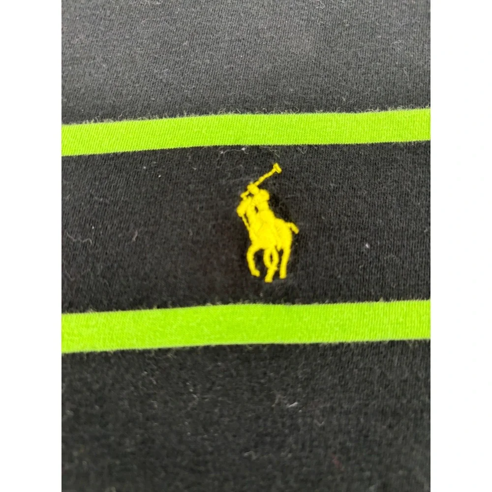 Polo Ralph Lauren Mens XL Classic Fit Striped T-Shirt Black Lime Green Pony Logo